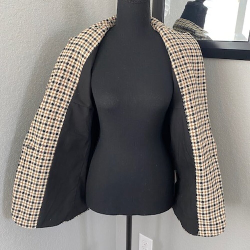 TOPSHOP Classic Tan & Black Houndstooth Suit Blazer Size 2 - Picture 9 of 15